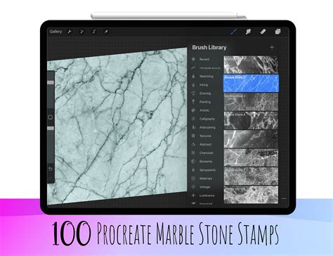 100 Procreate Marble Stone Stamp Brushes Marble Stone Stamp Marble Stone Brush Rock Texture