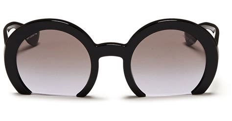 Miu Miu Rasoir Half Rim Acetate Sunglasses In Black Lyst