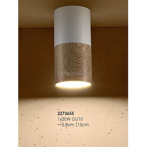 Tuba Biała Drewno 13cm lampa sufitowa GU10 Candellux Lampy Lampiszon pl