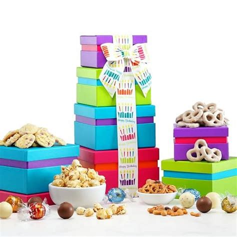 Broadway Basketeers Gourmet Food T Basket 4 Box Tower For Birthdays