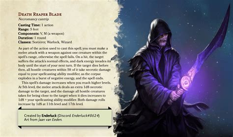 New Cantrip: Death Reaper Blade - Spells Collection : r/DnDHomebrew