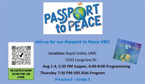 Vbs Passport To Peace Rapid Valley United Methodist Church Rapid City Sd August 1 2022