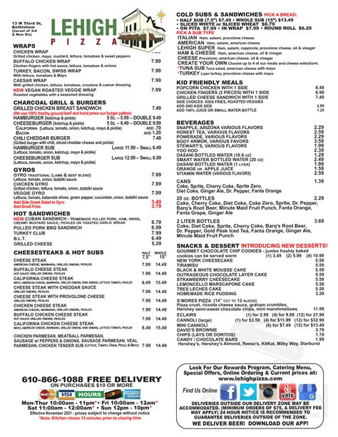 Lehigh Pizza menu in Bethlehem, Pennsylvania, USA