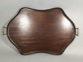 Antique Wood Tray With Brass Handles