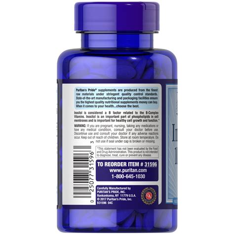 Puritans Pride Inositol 1 000 Mg 90 Tabletas Vitaminas Y Mas