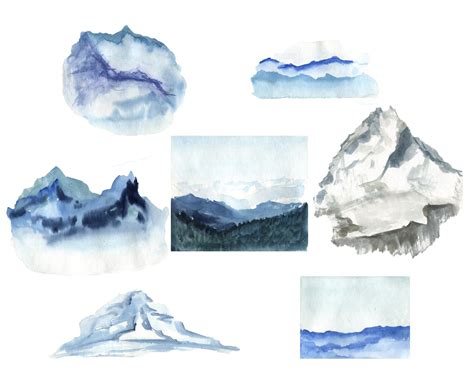 Blue ridge mountains clipart, Watercolor landscape