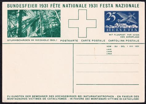 Schweiz Bundesfeierkarten 1931 Senn Mit Ziegen Riedholz Briefmarken