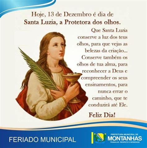 DIA DE SANTA LUZIA EM MONTANHAS FERIADO MUNICIPAL Prefeitura