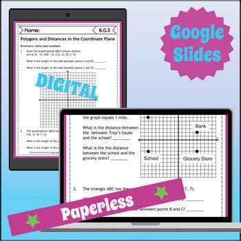 G Digital Worksheets Coordinate Plane Polygons And Distances Th