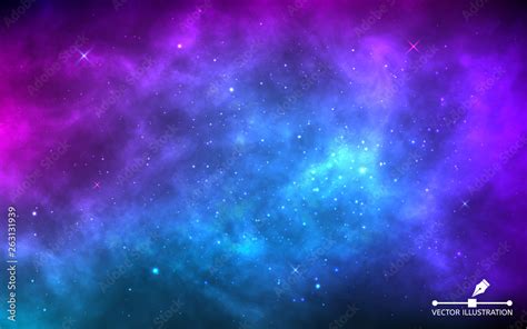 Space Background With Stardust And Shining Stars Realistic Colorful Cosmos With Nebula And