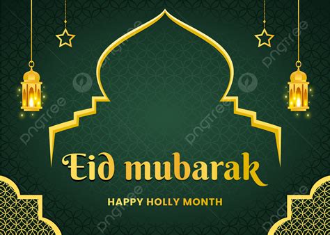 Shiny Golden Eid Mubarak Festival Greeting Background Stars Ramadan