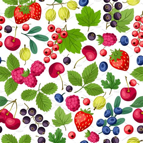 Seamless Patterns With Berries Masterbundles