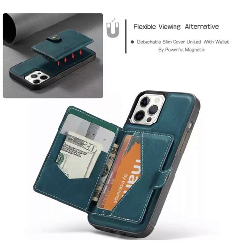 Phone Case Magnetic Wallet Leather Iphone 12 Removable Sleek Etsy