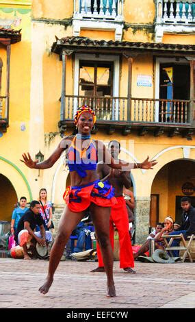 Traditional Mapele Dancing In Cartagena S Old Town Colombia Stock