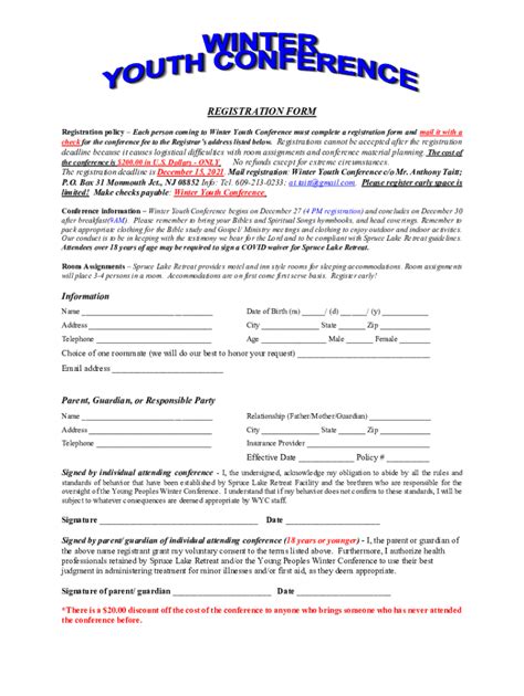 Fillable Online A Complete Youth Sports Registration Form Template Fax