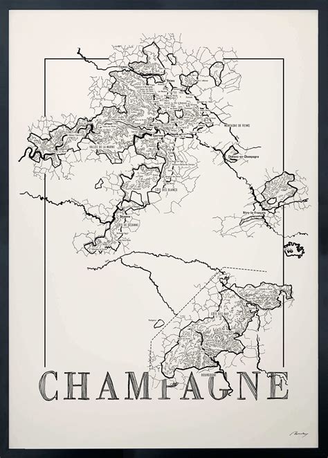 Wine Map of Champagne, Champagne Wine Region Map - Etsy