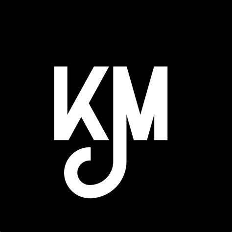 KM letter logo design on black background. KM creative initials letter ...