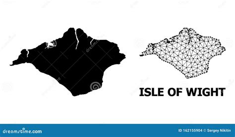 Web Carcass Map Of Isle Of Wight With Bright Light Spots Cartoon Vector