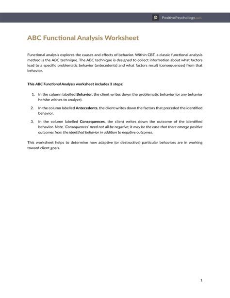 Abc Functional Analysis Worksheet