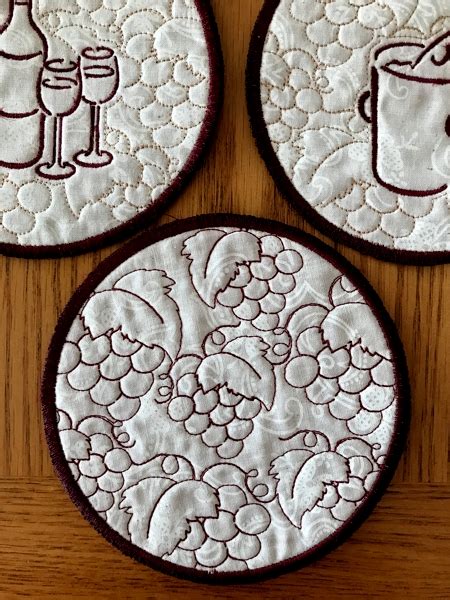 Wine Coasters In The Hoop ITH Instructions On How To Embroider The