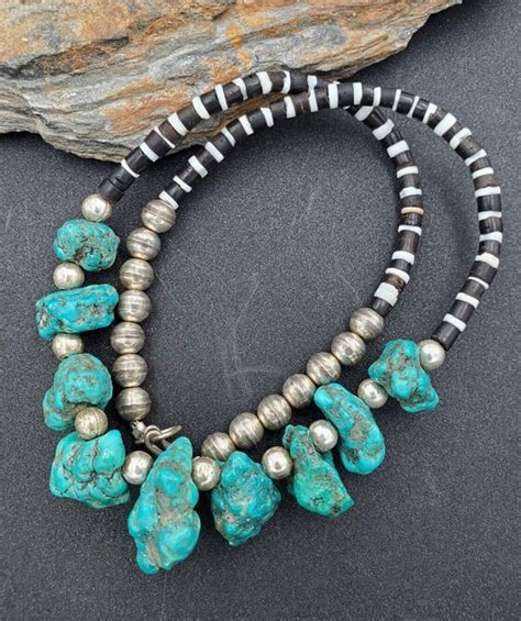 Vtg Native American Navajo Turquoise Nugget Heishi St Gem