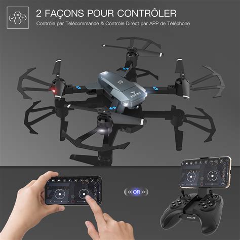 Snaptain A H Drone Pliable Drone Fpv Wifi Rc Cam Ra Hd P Gris