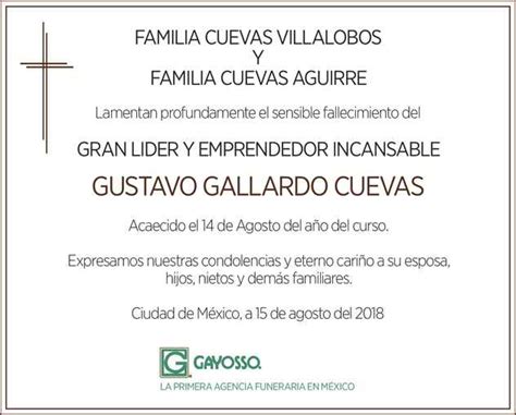 Se Or Gustavo Gallardo Cuevas Obituario Esquela