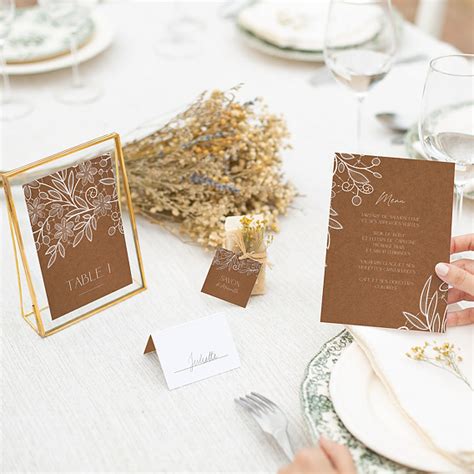 Menu Mariage Dentelle Kraft Ii Popcarte