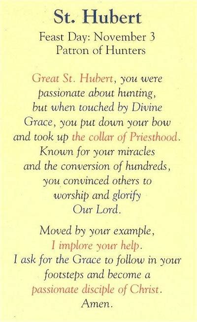 Prayer To St Hubert Laminated Holy Card 25 Pack 99867