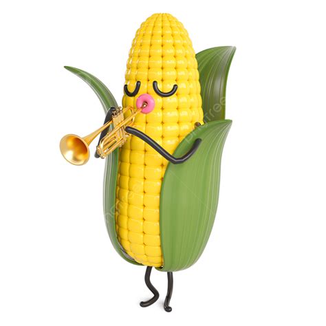 Playing Corn Corn Trombone Cartoon Corn Png Transparent Clipart