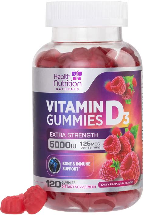 Vitamin D3 Gummies Extra Strength 5000 Iu 125 Mcg Bone And Immune Support Vitamin D Gummy