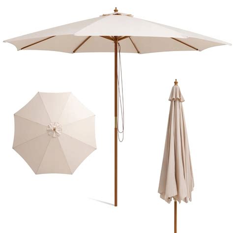 Parasol ogrodowy klasyczny drewniany Costway beże i brązy 300 x 260 cm