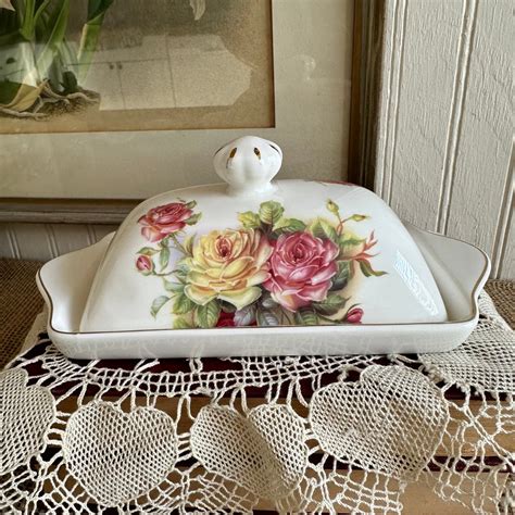 Floral Butter Dishgraces Teaware Covered Butter Dish Etsy