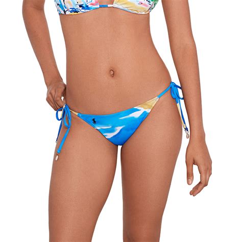 Slip Per Bikini Da Annodare Riviera Scenic Fantasia Fondo Blu Polo