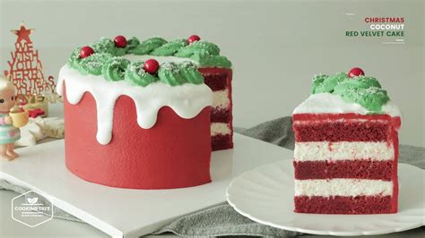 Recette de gâteau de velours rouge à la noix de coco de Noël