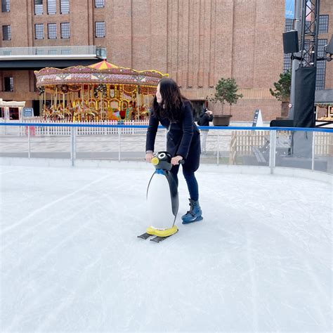 Doing a few jumps, spins, and turns at GLIDE Ice Rink Battersea ...