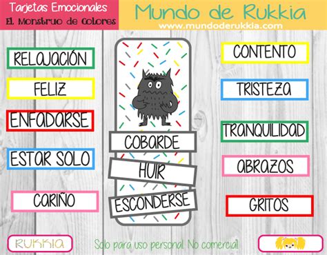 Tarjetas De Emociones Del Monstruo De Colores Mundo De Rukkia