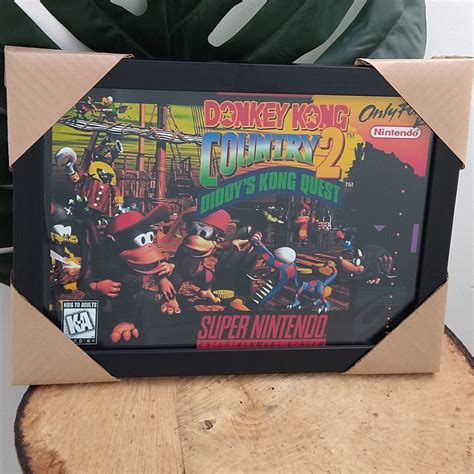 Quadro Decorativo Moldura E Vidro Donkey Kong Country 2 Super