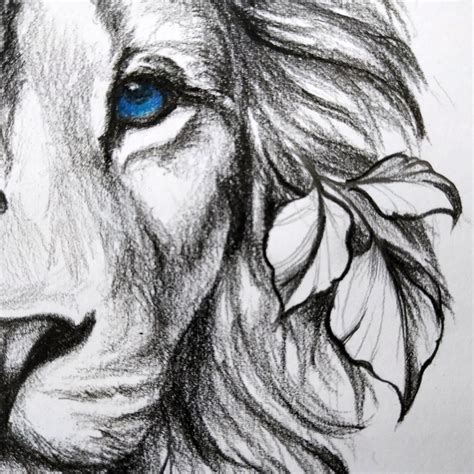 Disegno Originale Leone Disegno A Farfalla Etsy