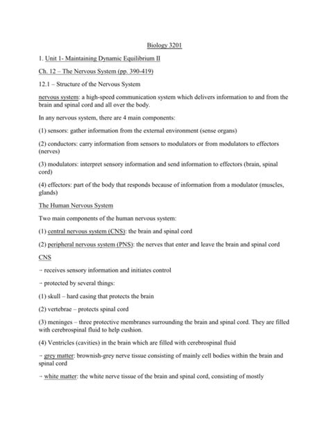 Biology 3201 1 Unit 1 Maintaining Dynamic Equilibrium Ii Ch 12