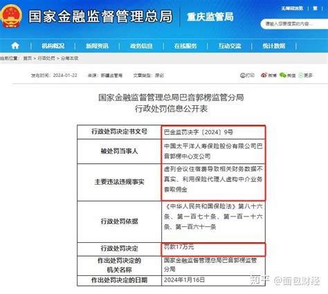 太平洋寿险合规存漏洞：因财务数据不真实被监管处罚 知乎