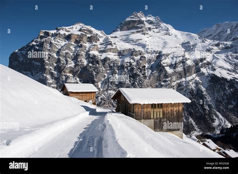 Paysage Des Alpes Suisses Gimmelwald Est Un Petit Village De Montagne