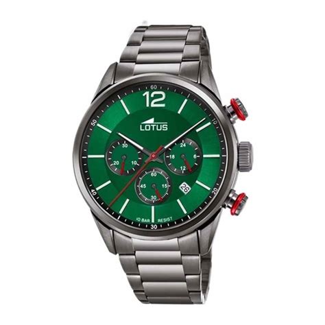 Reloj Lotus Chrono Negro Esfera Verde Joyería Relojería Paraíso