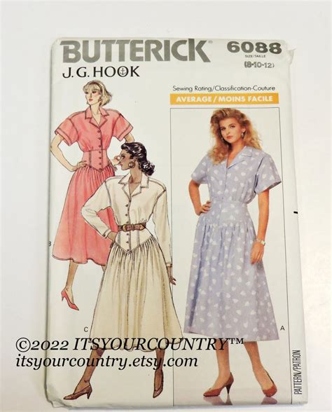 Butterick 6088 Sewing Pattern JG Hook Designer Couture Dress Etsy