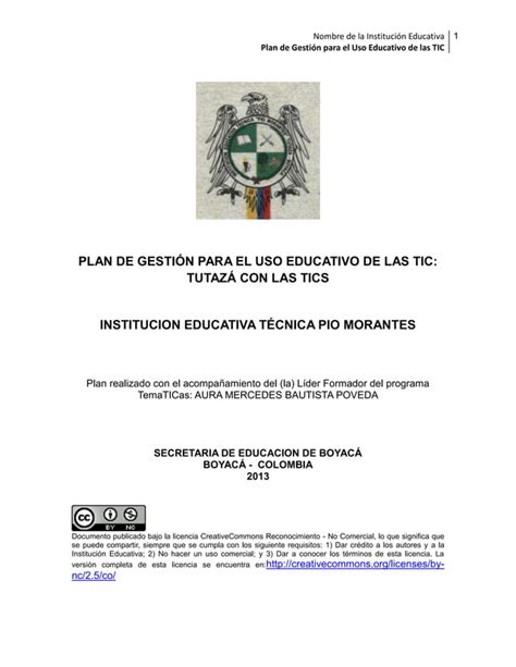 Plan De Gestion Para El Uso Educativo De Las Tic Pdf