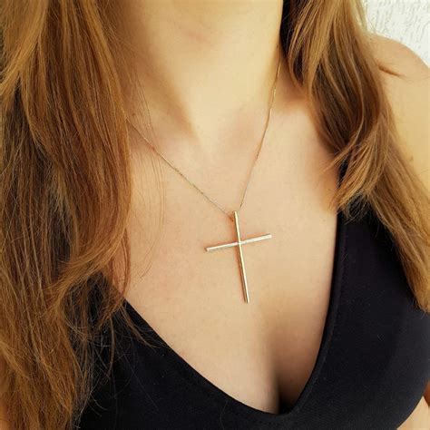 Colar Feminino Pingente Cruz Crucifixo Grande Col No Elo