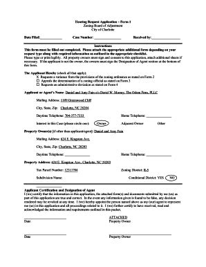 Fillable Online Hearing Request Application Form 1 Zoning Board Of