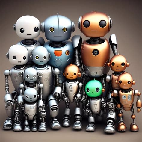 A Portrait of a Family of Robots, Depicting Large and Baby Robots ...