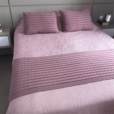 Kit Peseira de Trico Trança Rosa Para Cama Casal Queen Elo7