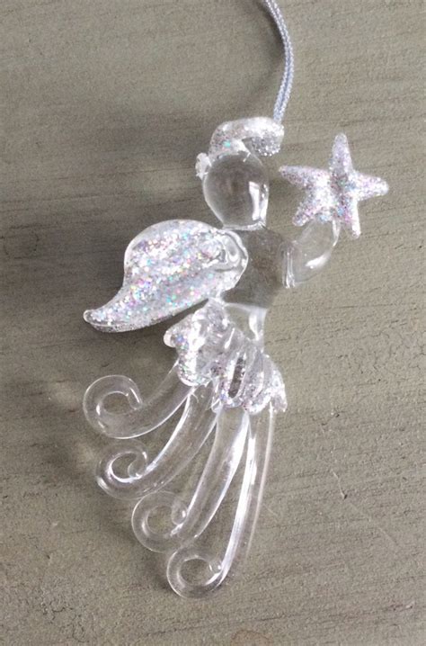 Vintage Blown Glass Angel Ornament Clear Glass Angel With Etsy